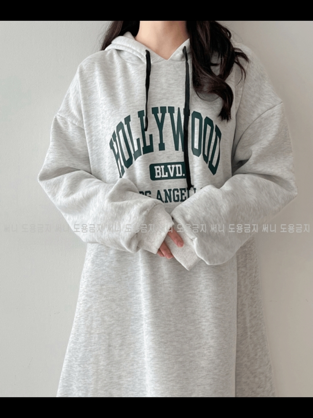 HOLLYWOOD DRESS fits ton3x graphic Hoodie Dress in Light Gray - Picture 2 of 4